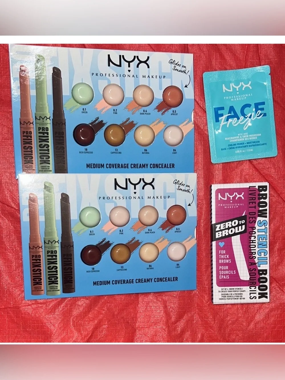 New 43 pc face & lip makeup color swatch samples one time travel use